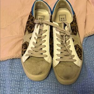 ShuShop Brown and White Sneakers with Animal Print
